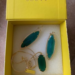 Kendra Scott bluegreen necklace,matching earrings